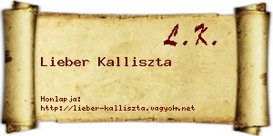 Lieber Kalliszta névjegykártya